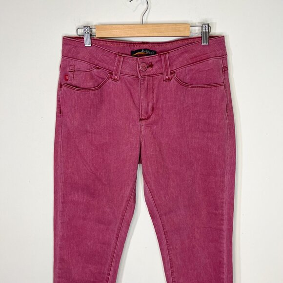 Lee Shapetastic Hidden Hold Magenta Skinny Leg Zipper Ankle Jeans Women's Size M - Picture 3 of 9